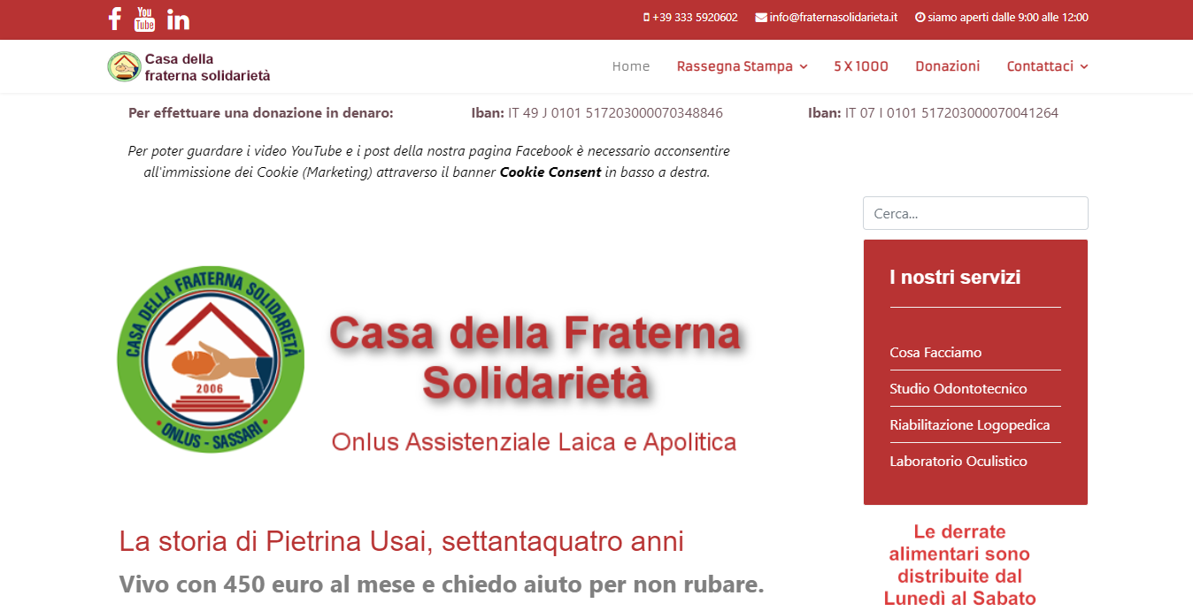 Portfolio: sito web della casa della Fraterna Solidarietà